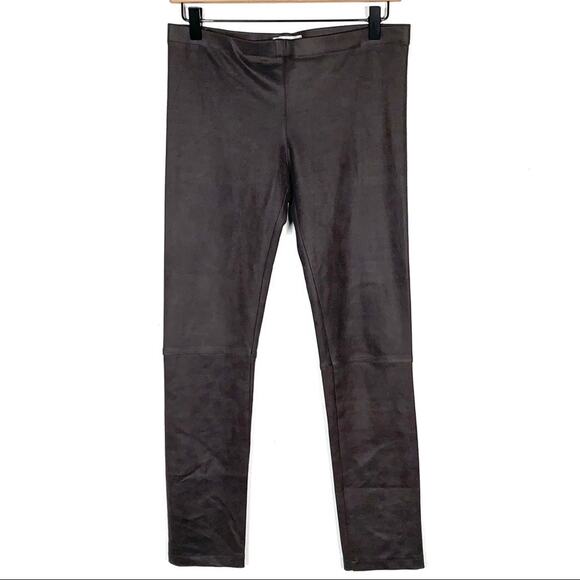 Absolu Paris 40 gray faux suede low rise leggings skinny pants size 8 - Picture 1 of 6